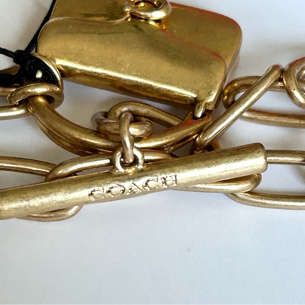 Coach Tabby Mini Handbag Charm Paperclip Chain Link Toggle Bracelet NEW - Picture 5 of 9